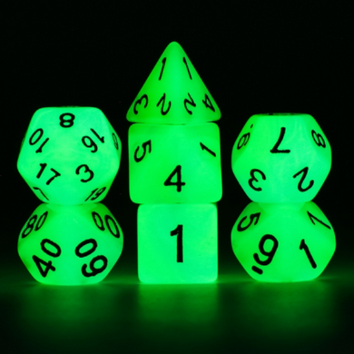 Foam Brain Glow in the Dark - Blue and Green RPG Dice Set