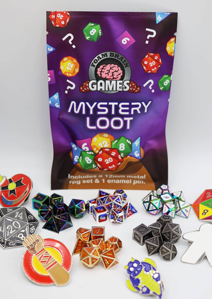 Epic Mystery Loot: Mini Metal RPG Set + Enamel Pin