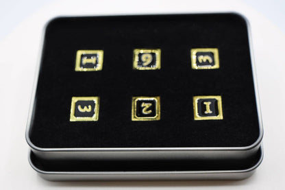 6 piece Metal D6s - Black and Gold