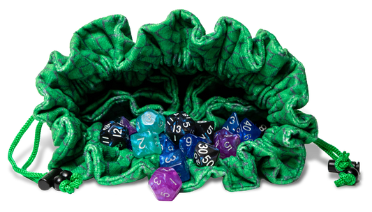 Dragon Storm Velvet Compartment Dice Bag Green Dragon Scales