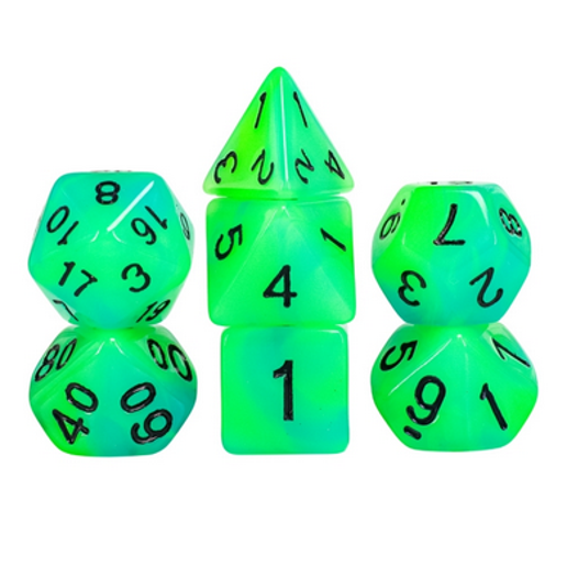 Foam Brain Glow in the Dark - Blue and Green RPG Dice Set