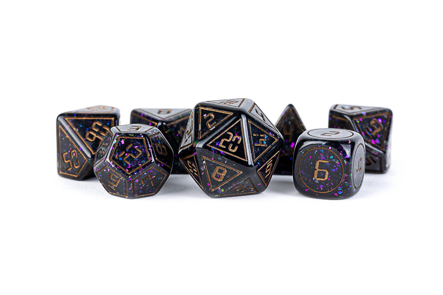 Limited Edition:  Out of Print Set of 7 Resin Dice for D&D: Flash with Black Numbers