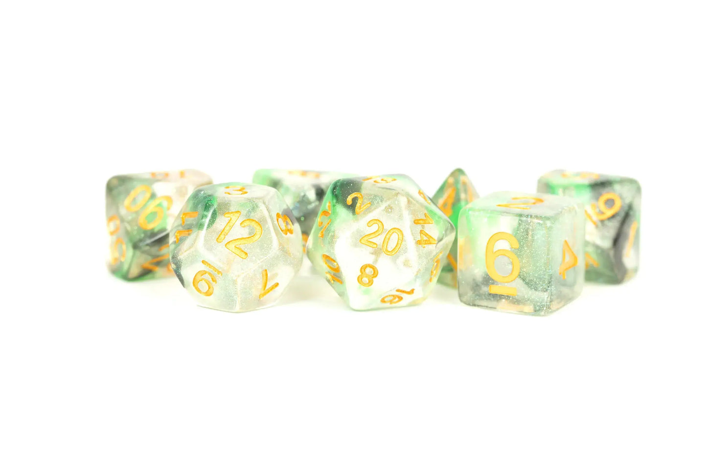 Limited Edition:  Out of Print Set of 7 Resin Dice for D&D: Flash with Black Numbers