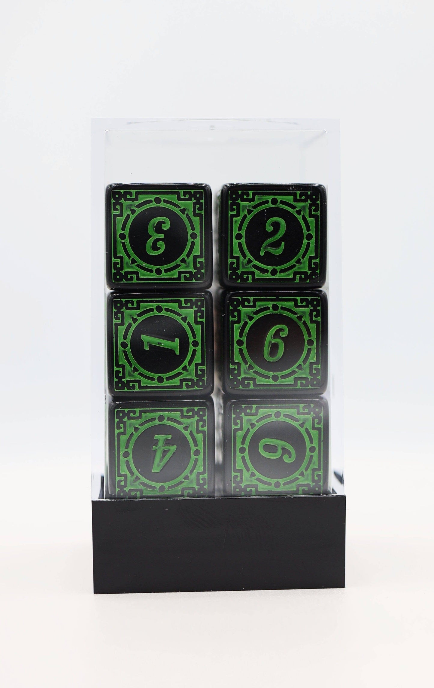 12 piece D6s - Magic Burst Green