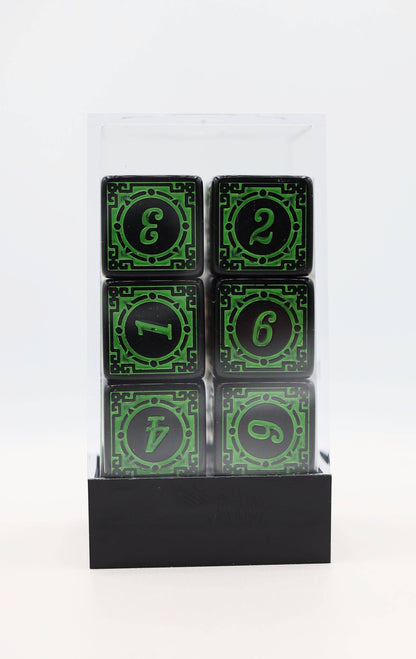 12 piece D6s - Magic Burst Green