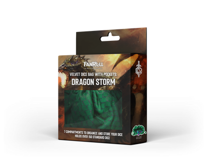 Dragon Storm Velvet Compartment Dice Bag Green Dragon Scales
